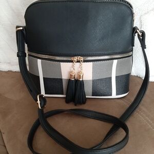 Stylish Black and Cream Crossbody Bag